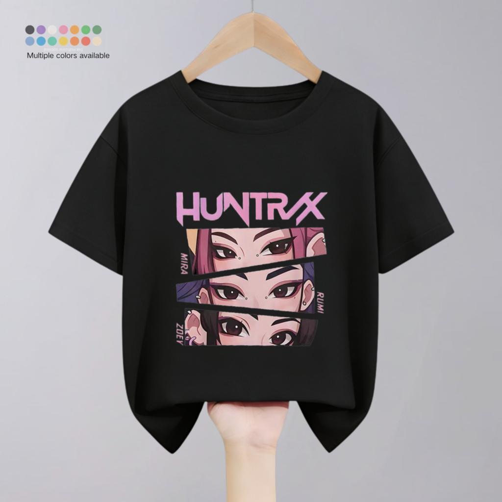 Hunter Girl Group Print Cartoon T-shirt For Girl's Clothing Summer New Fashion Children Short Sleeve Tops Crewneck T Shirts