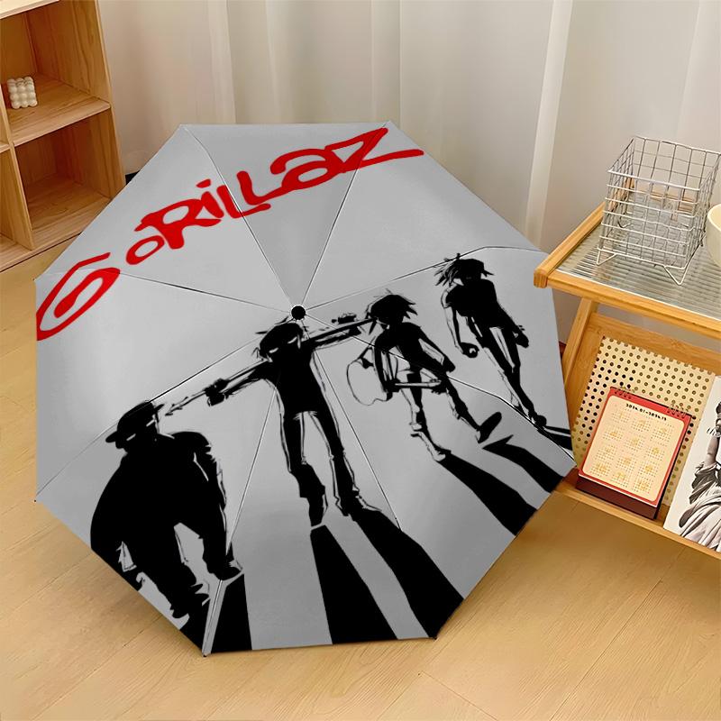 Gorillaz Windproof Auto 8 Rib Folding Umbrella Portable Outdoor Parasol