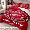 Detroit Red Wings Printed Bedding Set Custom Name Text 1 Duvet Cover 2 Pillowcases For Bedroom