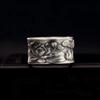 Lotus Leaf Heart Sutra Ring for Men and Women Open Retro Trendy Lotus Ring Wide Face