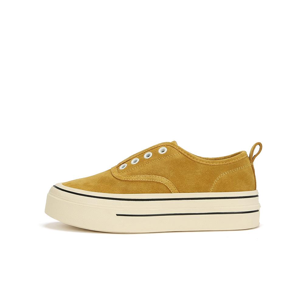 Su Yinyin has the same lazy one-pedal shoes, platform-soled casual horse leather loafer single shoes, women's canvas shoes.