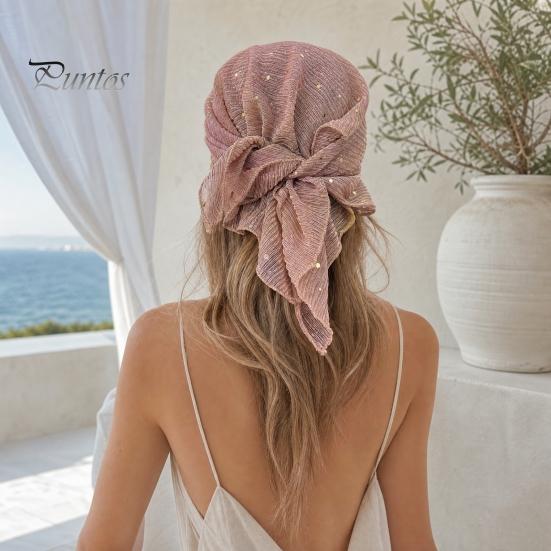 Sequin Headscarf Headscarf, Multi-Purpose Turban Headband Square Scarf, Adjustable Versatile Hair Scarf Strap Bohemian Style Head Wrap for Travel