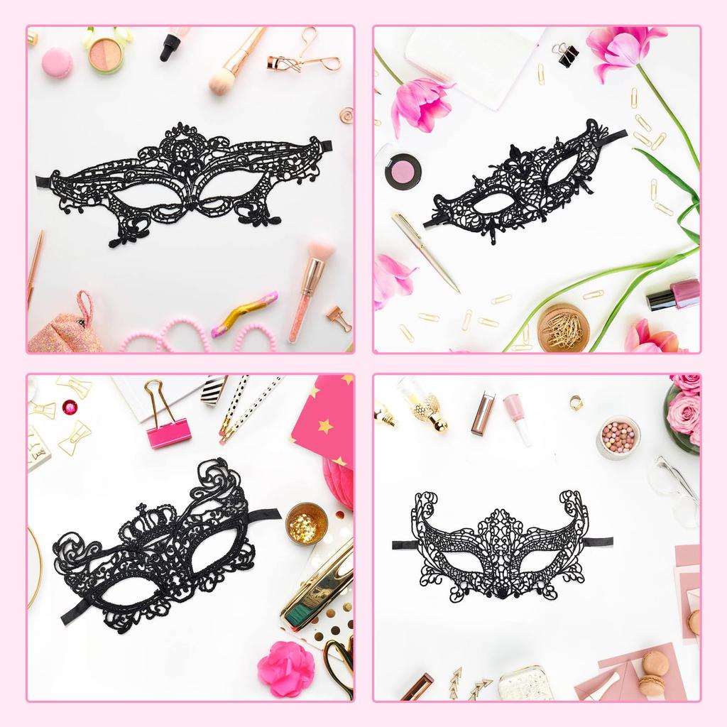 ZHEJIA Blondegmaske Venetiansk Maske Blondemaske for Skole Øyeskygge (4 stk) Kvinner, Ajourmønstret, Kostyme, Forkledning, Maskerade, Selskap, Cosplay, Festival,