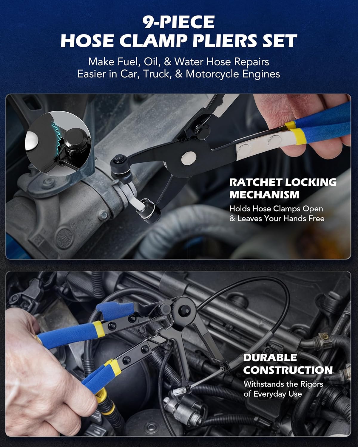 

14-Piece Fuel Line & Hose Clamp Pliers Set, Heavy-Duty Pipe Repair Tool for Auto Line United States