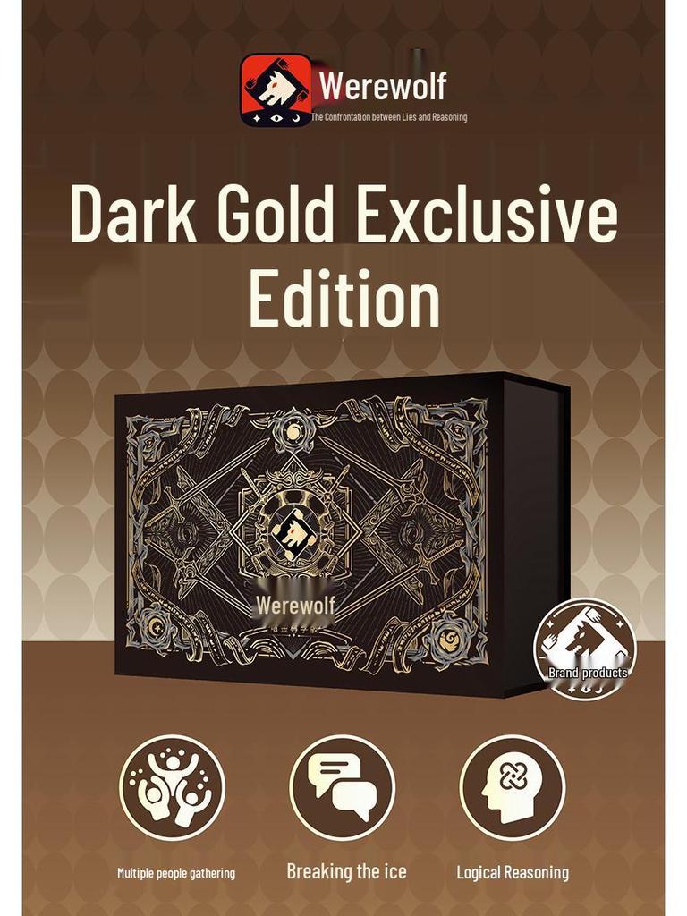 Authentic Werewolf Slayer Game: Dark Gold Edition with 3D Tokens, Metal Badges, Hourglass, for 6-16 Players.