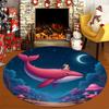 Whale Girl Fantasy Round Rug Dreamy Night Sky Flannel Floor Mat for Kids Bedroom Storybook Theme Magical Non Slip WashableCarpet
