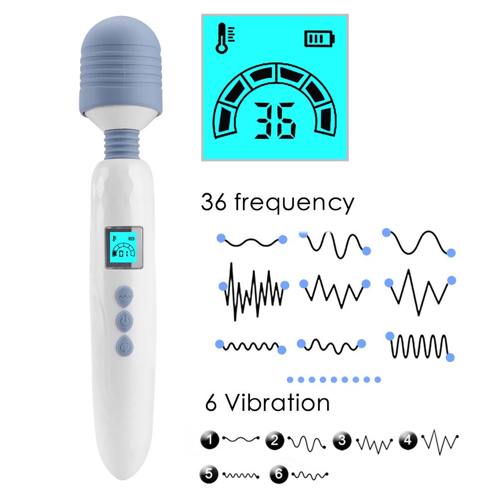 Kitoris Stimulieren 36 Geschwindigkeiten LCD AV Stick Vibrator Beheizter G-Punkt Vibrator Weiblicher Masturbationsmassagegerät Sexspielzeug für Frau USB-Aufladung Zauberstab