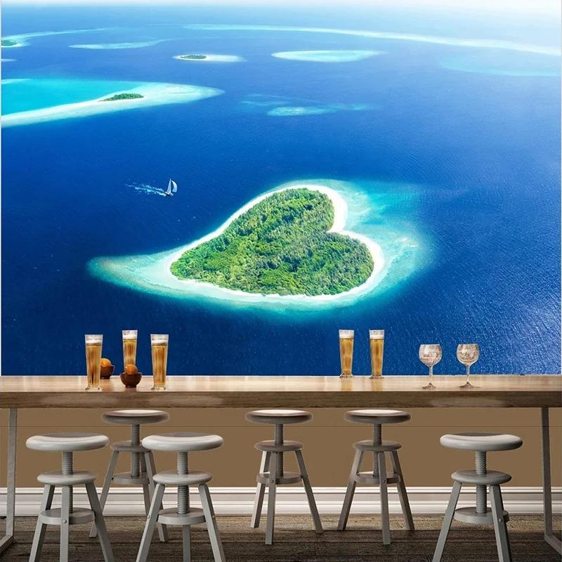 3D Wandbild Blauer Ozean Meer Tapete Hintergrund Heimdekor Tapete für Schlafzimmerwände