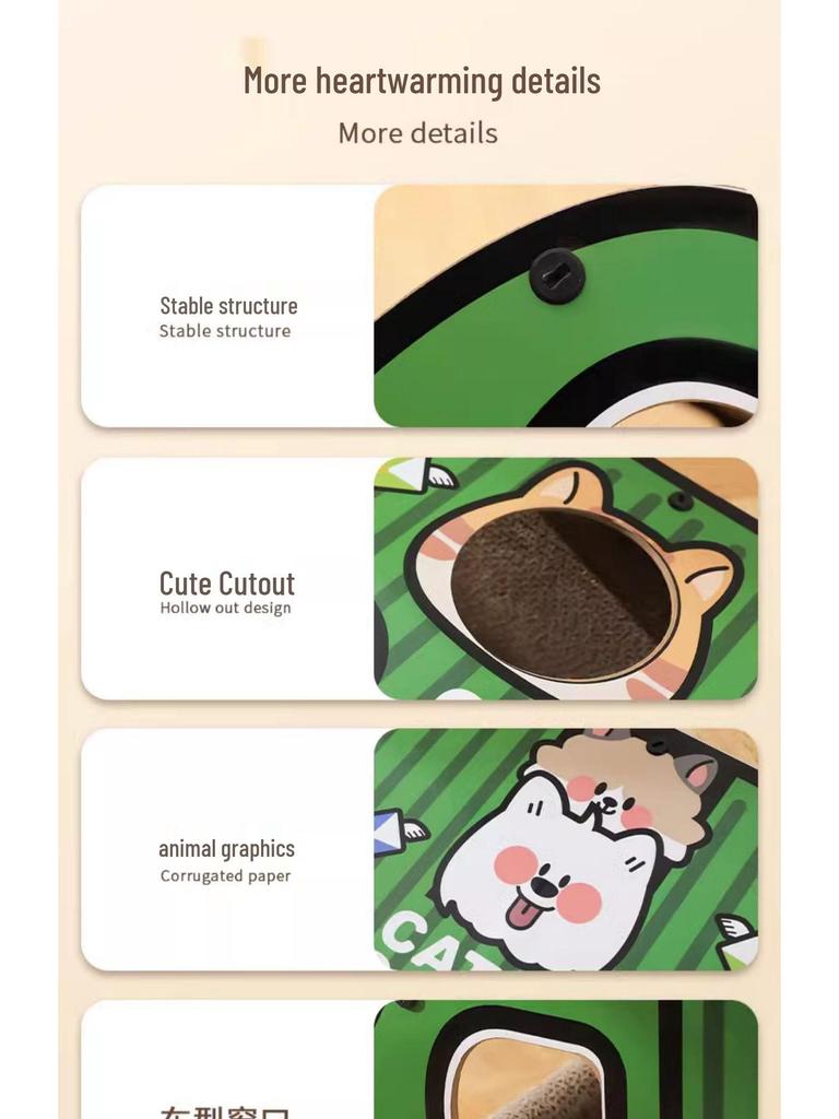 Odolná dvojvrstvová doska na škrabanie a ležanie pre mačky - Odolná voči škrabaniu a opotrebovaniu, z vlnitej lepenky