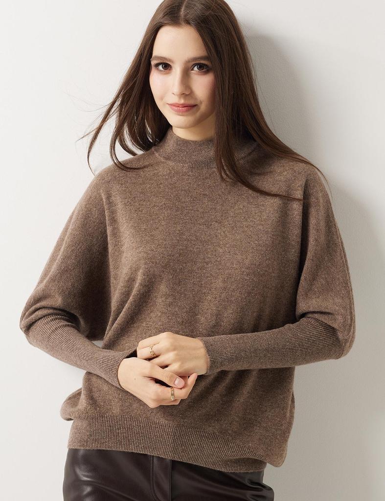 Women's High Neck Batwing Sleeve Knit Wool Sweater - Cozy Winter Style