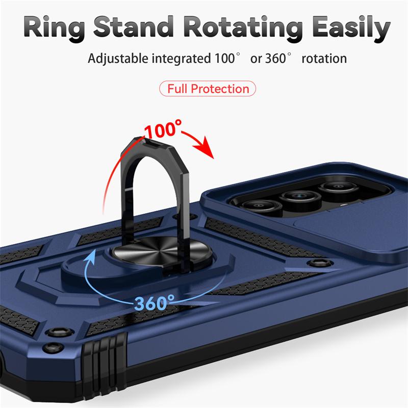 Pouzdro pro Samsung Galaxy A15 a15 slide s fotoaparátem, nárazuvzdorné, brnění, kryt pro Samsung A15 A 15 15A s magnetickým kroužkem a stojánkem, zadní kryt