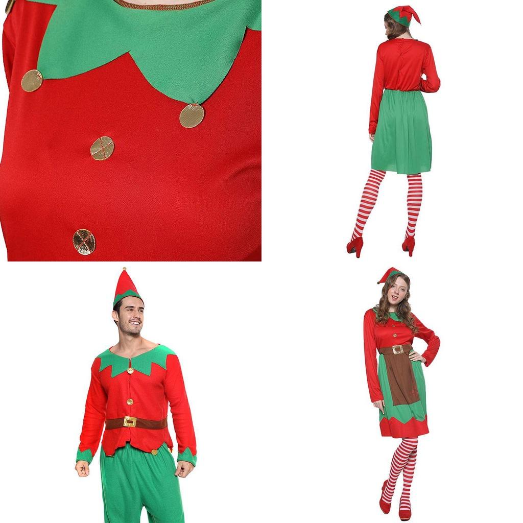 Christmas Elf Cosplay Costume Couple Outfits High Quality Polyester S/m/l