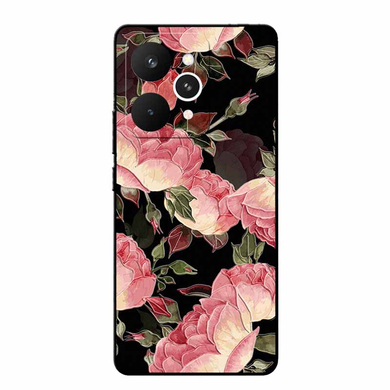 For Realme 15 Pro Cases 3D Relief Flower Emboss Black Silicone For Realme15 Pro 5G Back Cover Cartoon Funda Realme 15 Pro Bumper
