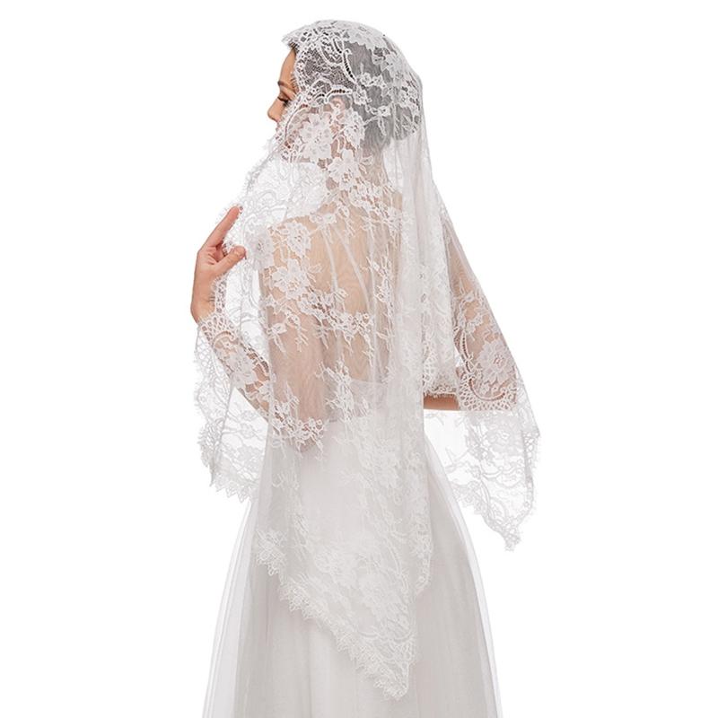 Lace Mantilla Veil Soft & Comfortable Exquisite Floral Design for Head Covering for Women Girls Church Veils for Chapels