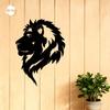 Black Lion Head Silhouette 2D Flat Metal Wall Art, Majestic Iron Sculpture for Home Decor & Gift