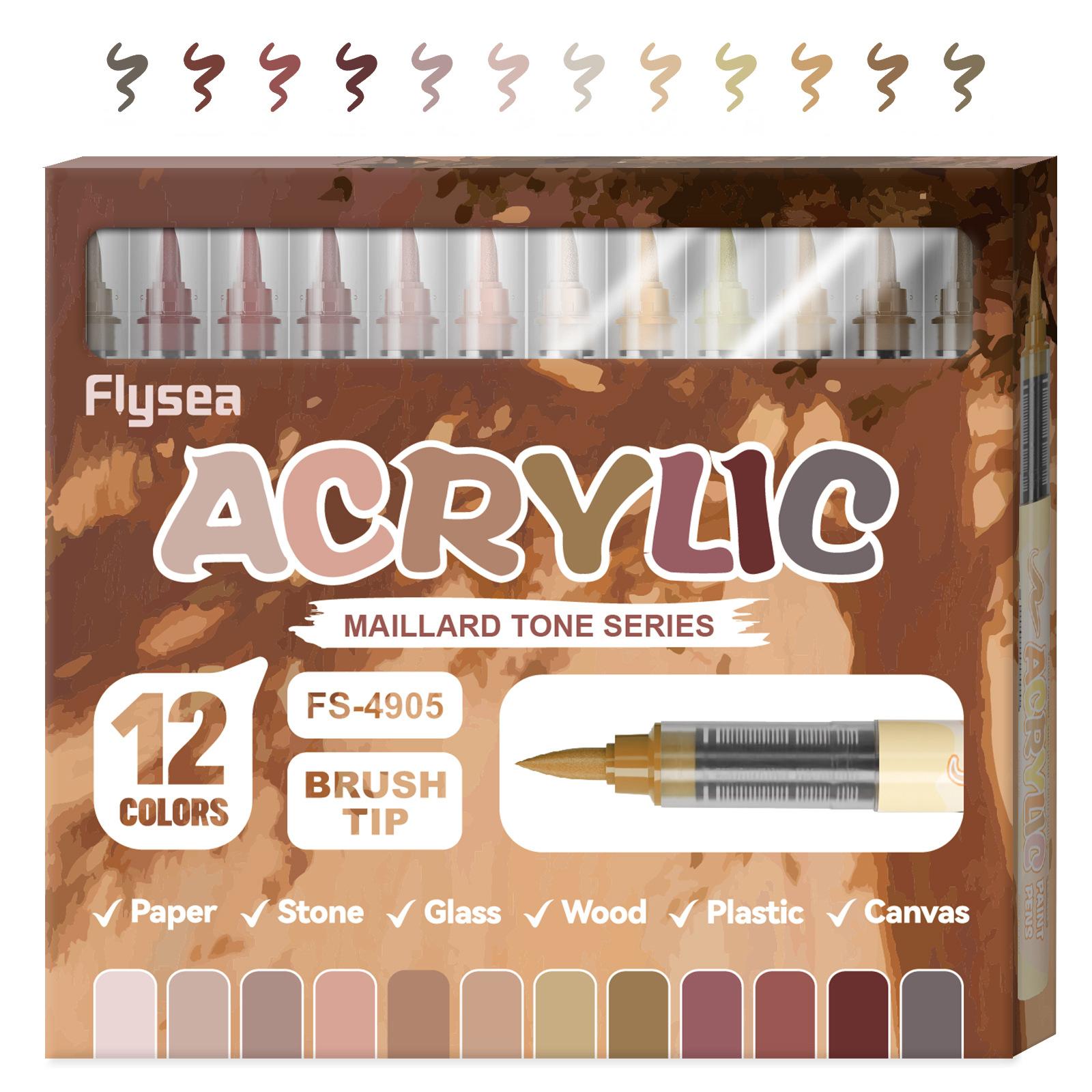 

12pcs/set Acrylic Art Markers Soft Brush Tip Acrylic Paint Pens for Drawing Anime Painting DIY Rock Halloween Gifts Art Supplies