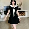 Doll collar lace-up dress for women's summer waist, thin age reduction, college style, girlish feeling, daily versatile short skirt