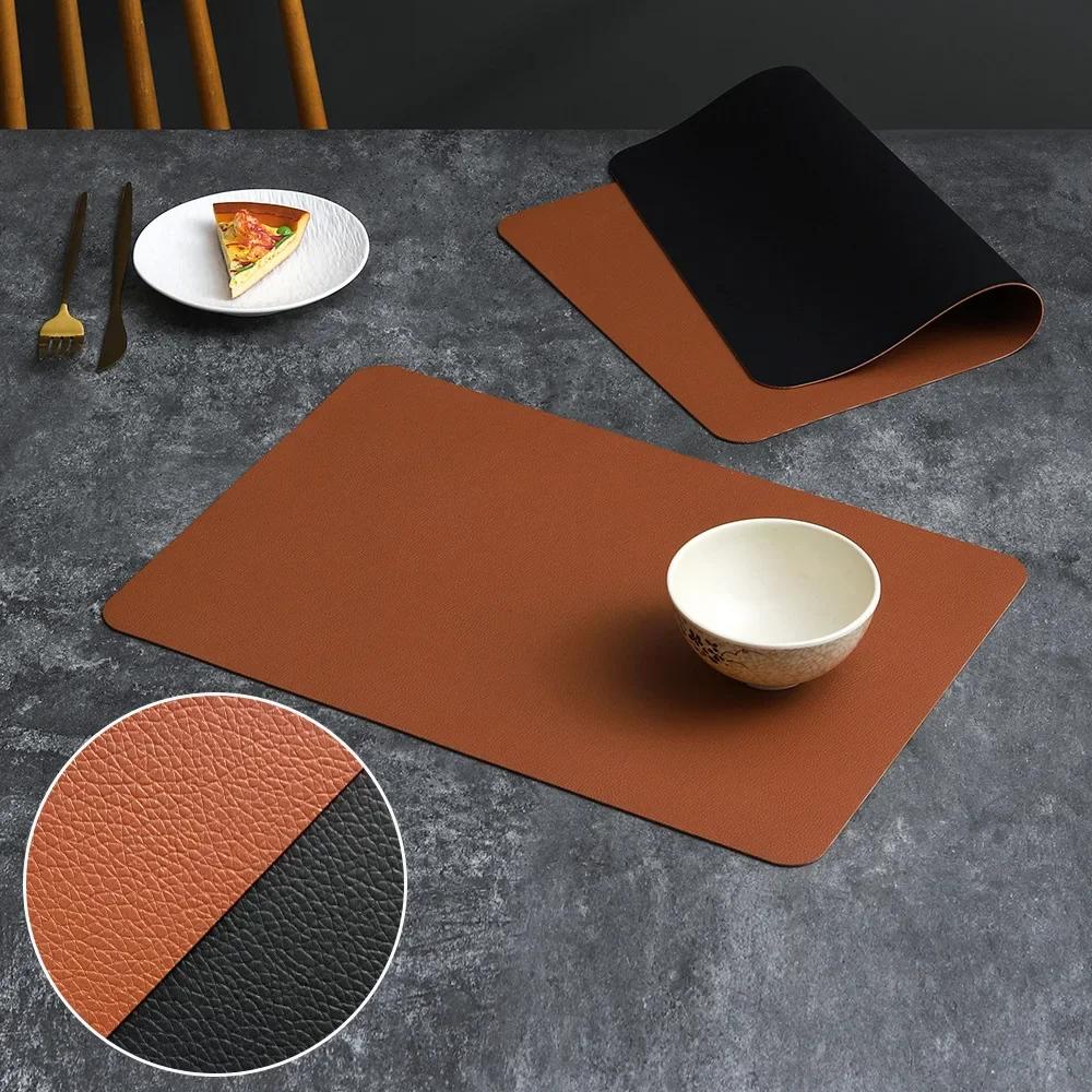 Thermal Insulation Mat PVC Double-sided Leather Dining Table Mat Desktop Decoration Home Dining Plate Mat Anti Slip Bowl Mat