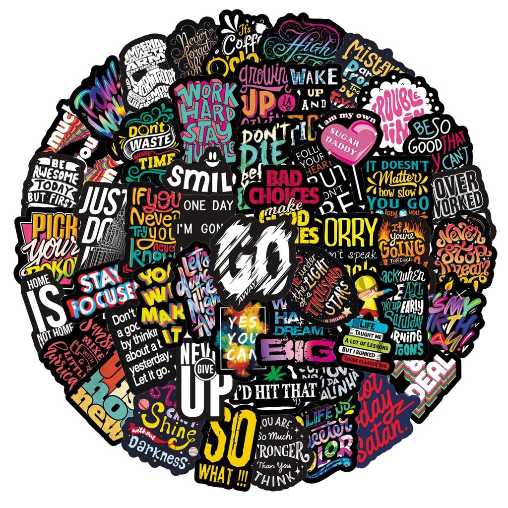 50 Non-Infringing Inspirational Graffiti Stickers: Vibrant Chinese Designs for Suitcases, Guitars, and Notebooks. Waterproof and Durable.
