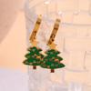18K Gold Plated Christmas Tree Drip Oil Earrings - Cute Cartoon Design, European & American Fashion.