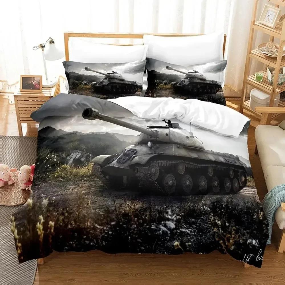 Tank Duvet Cover Set King Size War Theme Bedding Set Dirt Bike Quilt Cover for Kid Boys Men Comfortable Microfiber Quilt Cover