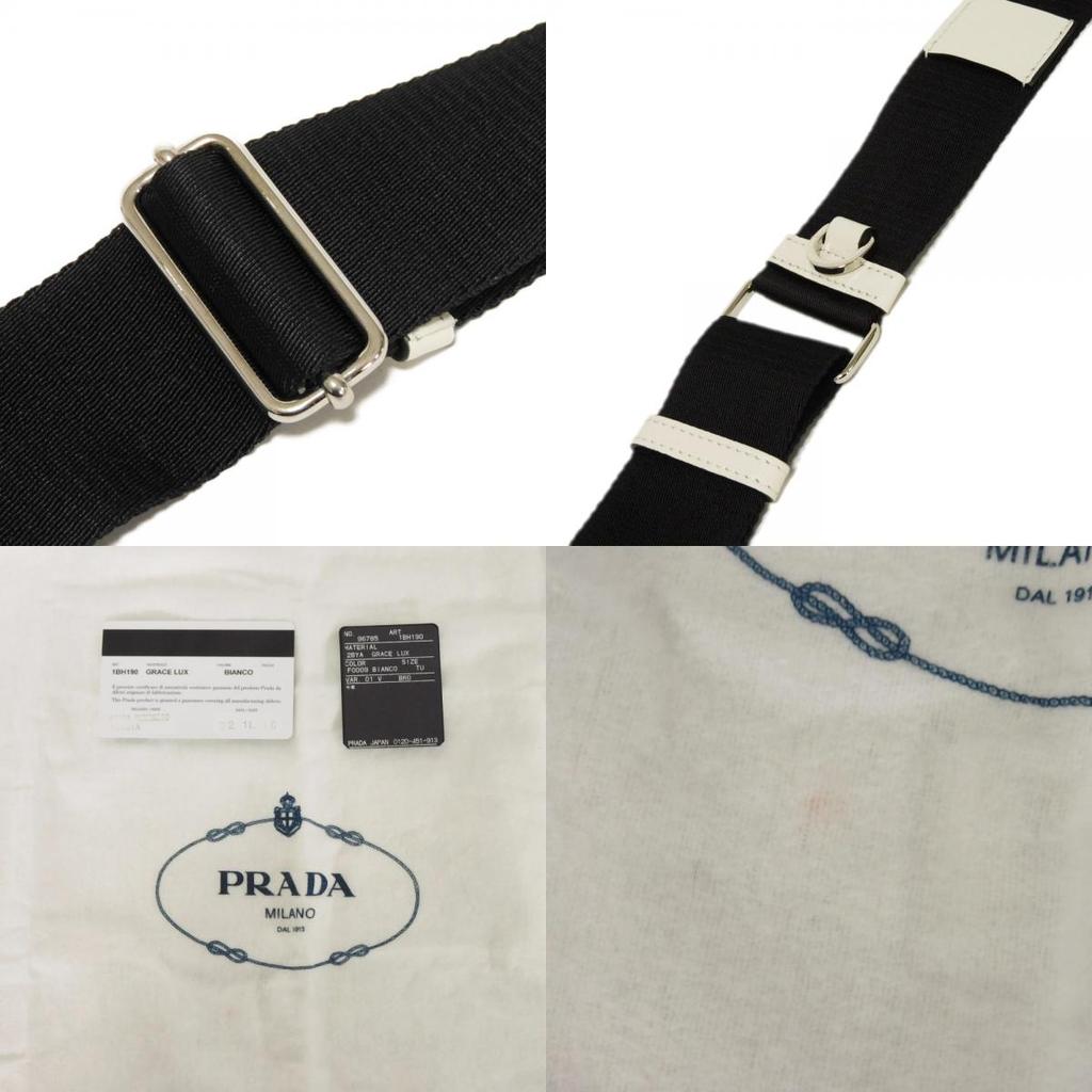 Used 11569 Triangle Leather Crossbody Bag 1BH190 2BYA F00099 7921 White RFID IC Chip Embossed Logo Bianco Unisex from