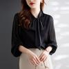 Camicetta da Donna Trueman in Chiffon a Manica Lunga con Fiocco