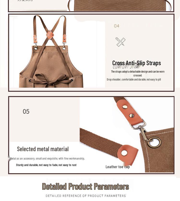 Waterproof Thickened Cotton Denim Apron - Oil and Stain Resistant, Solid Color Design for Household Kitchen Use