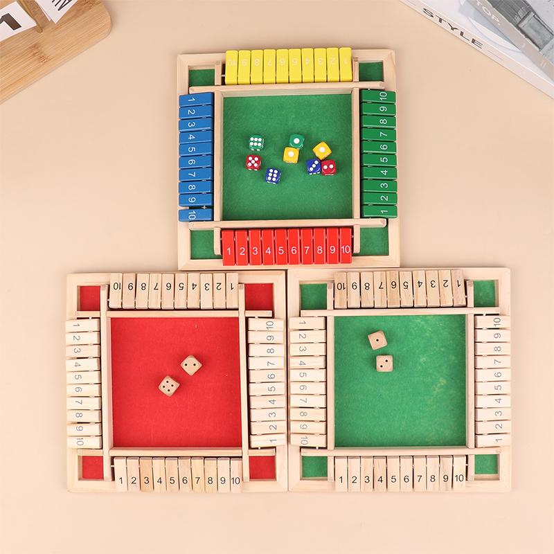 Four Sided 10 Numbers Shut The Box Board Game Set Dice 4 Players Party Number Game Board Games For Adults Families