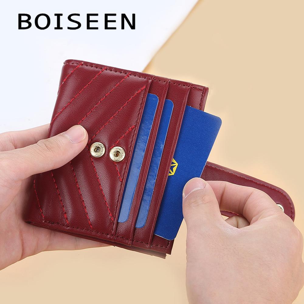 Women's Fashionn Short Purse Korean Style Snap Button Wallet Candy Color Coin Purse Multi-card Slots Billfold Pu Leather Card Holder