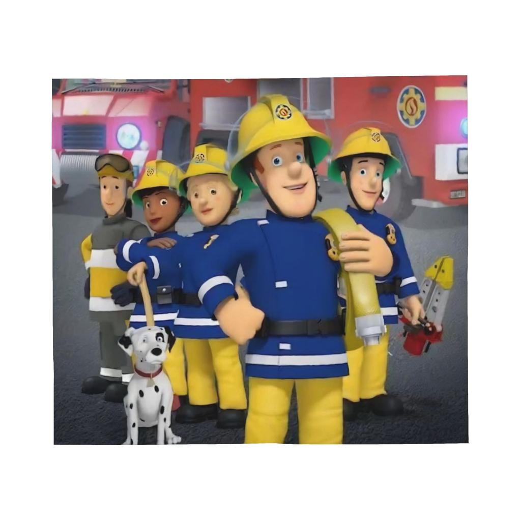 Fireman Sam Wool Blankets Firefighters Novelty Throw Blankets for Bed Sofa Couch 150*125cm Rug Piece