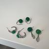 New Chinese-Style Green Agate Metal Stud Earrings For Women, Niche Design Sense, Simple Personality, Fashionable And Elegant, Versatile Earrings