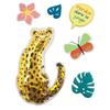 Puffy Leopard Stickers with Sequins from 1.7 To 9 Cm 6 Pieces