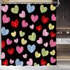 Valentines Shower Curtain Colorful Heart Love Sweet Romantic Couple Valentine's Theme Fabric Bathroom Curtain Set with Hooks