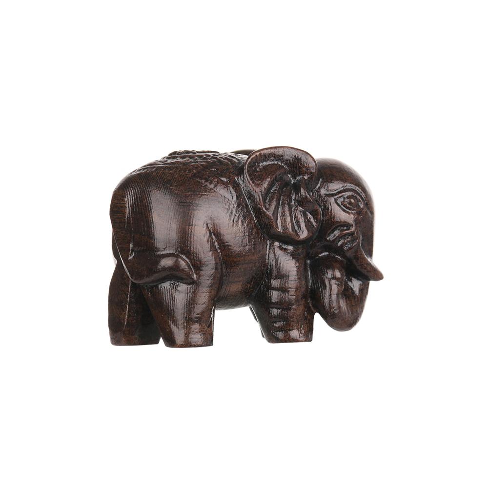 1/2 PCS Carved Home Decor Fairy Garden Miniature Craft Animal Figurines Elephant Statue Natural Wood