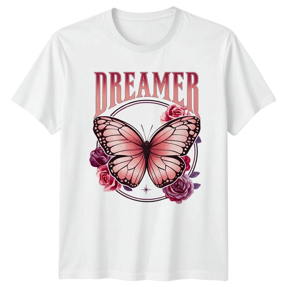 Dreamer Unisexs TShirt Butterfly Floral Inspirational Birthday Gift For Her S