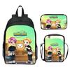 Lankybox Blocky Plüsch 3-teiliges Set Rucksack Cartoon Anime Schultasche für Kinder