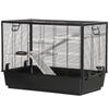 Guinea Pig Cage with Handle, Water Tank, Ramp and Tray, 80x48x58cm, Black