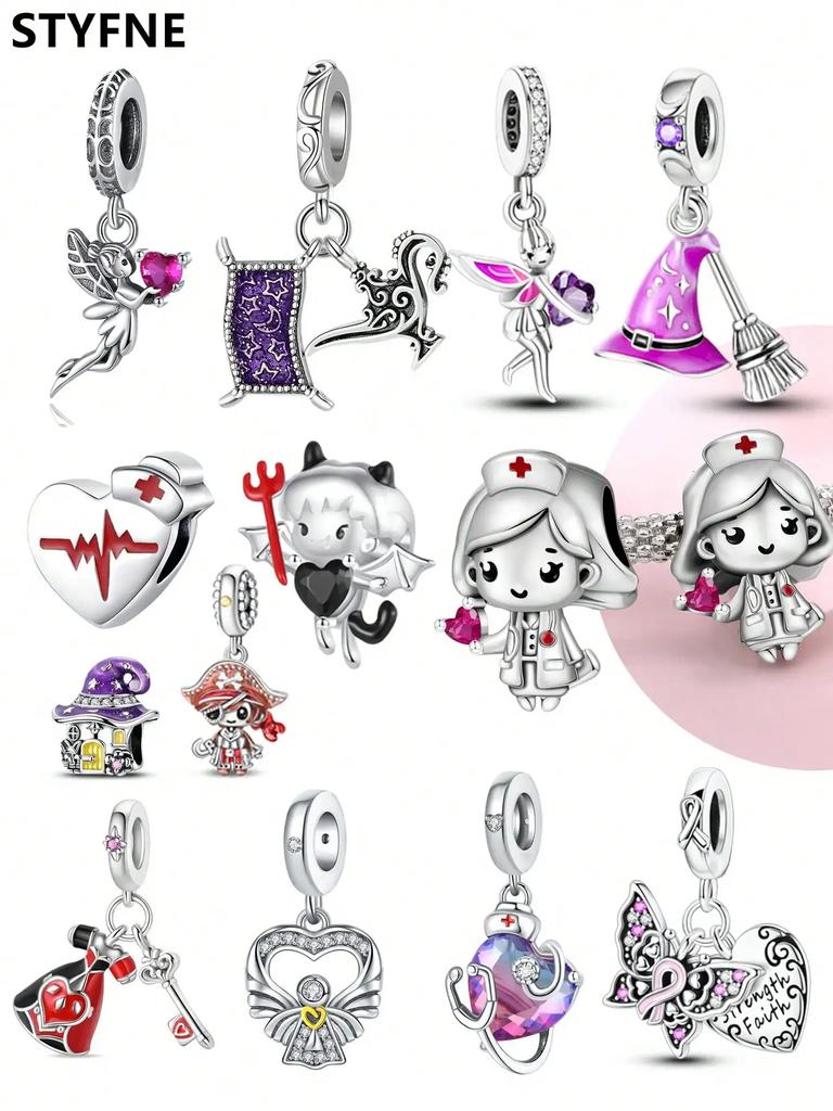 Copper Plated Original Charms Kind-Hearted Nurse Magician Devil Beads Fit Bracelet Women'S Jewelry Gift