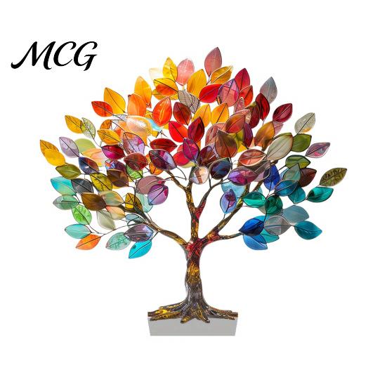 Buntes Baum des Lebens Ornament für Schreibtischornament, Acryl-Tischplatten-Dekoration, Kreative Kunst Feuchtigkeitsbeständige Statue für Haus-Tischplatte Schlafzimmer Wohnzimmer