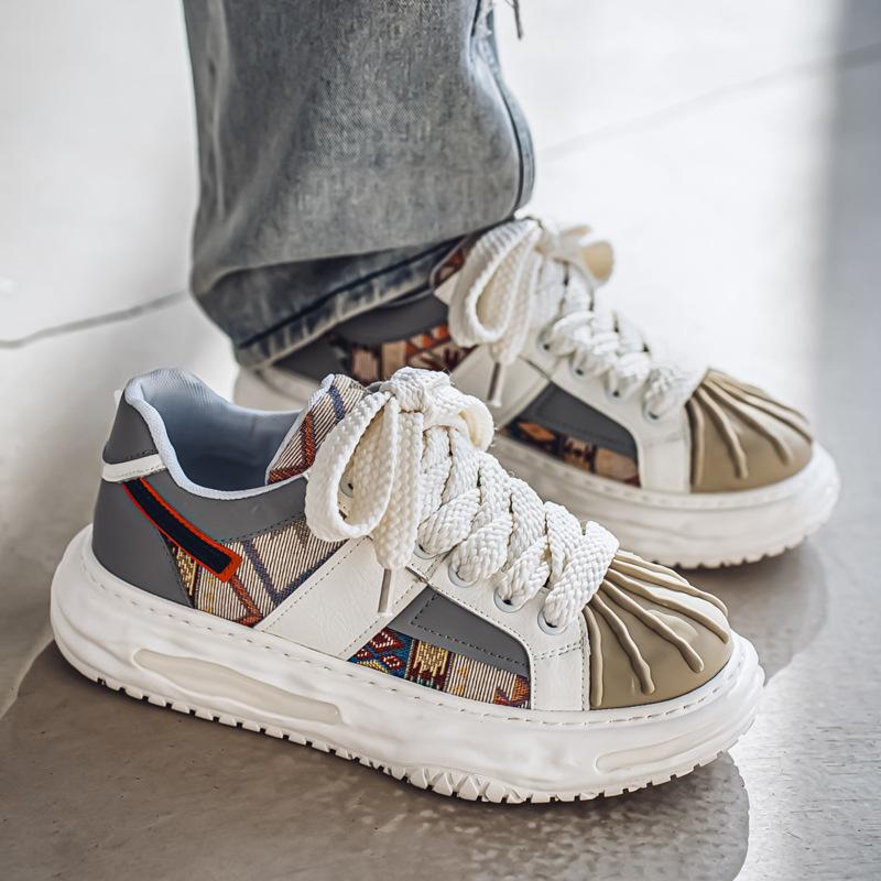 2025 Summer Men's Premium Breathable Canvas Casual Sneakers Thick Sole Shell Toe Fashion Shoes