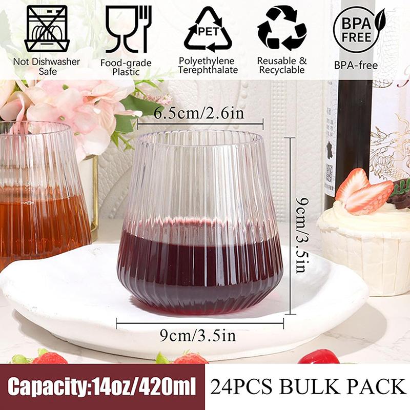 14Oz Disposable Wine Glasses Unbreakable Clear Plastic Cocktail Glasses Wine Cups For Party Birthday Gathering Bars