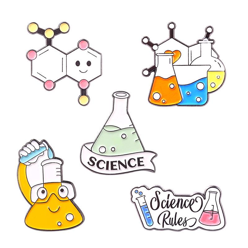 Chemical Lab Test Tube Alloy Paint Brooch – Popular European & American Design
