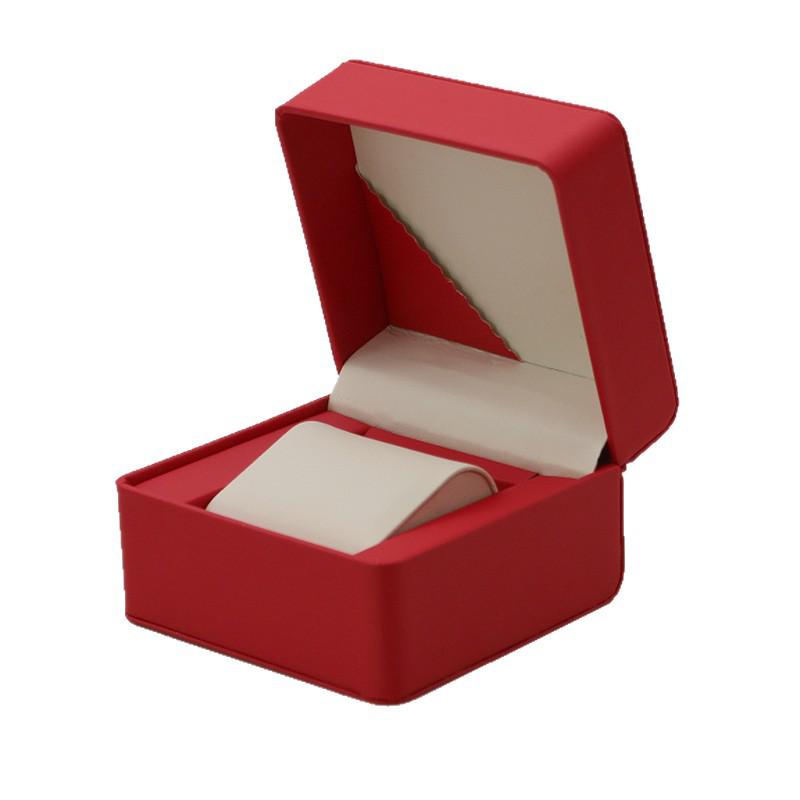 Rounded Corner PU Leather Single Watch Storage Box with Threaded Flip Cover