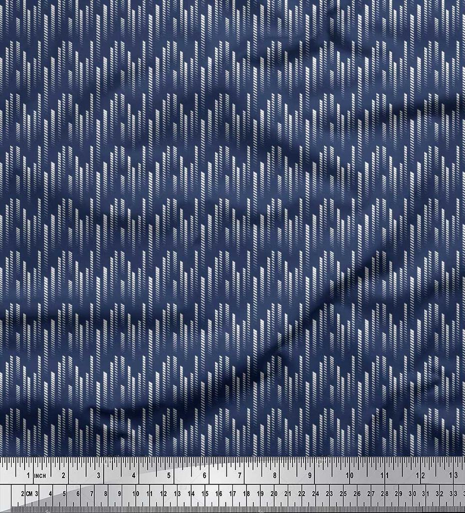 Soimoi Japan Crepe Satin Fabric Diagonal Line Small Print Fabric by Metre 42 Inch