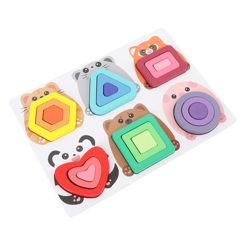 Wooden Puzzles Animal Pattern Geometric Panels Interactive Preschool Educational Puzzle Toy
