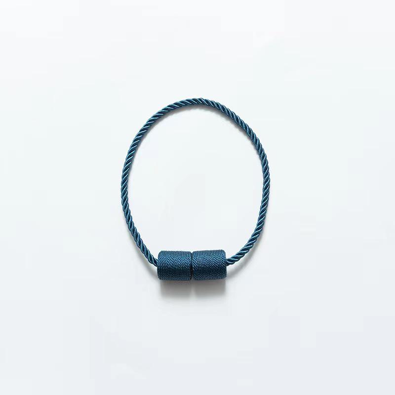 Modern Simple Magnetic Curtain Tieback with Cylindrical Three-Strand Rope Design, No-Punch Installation