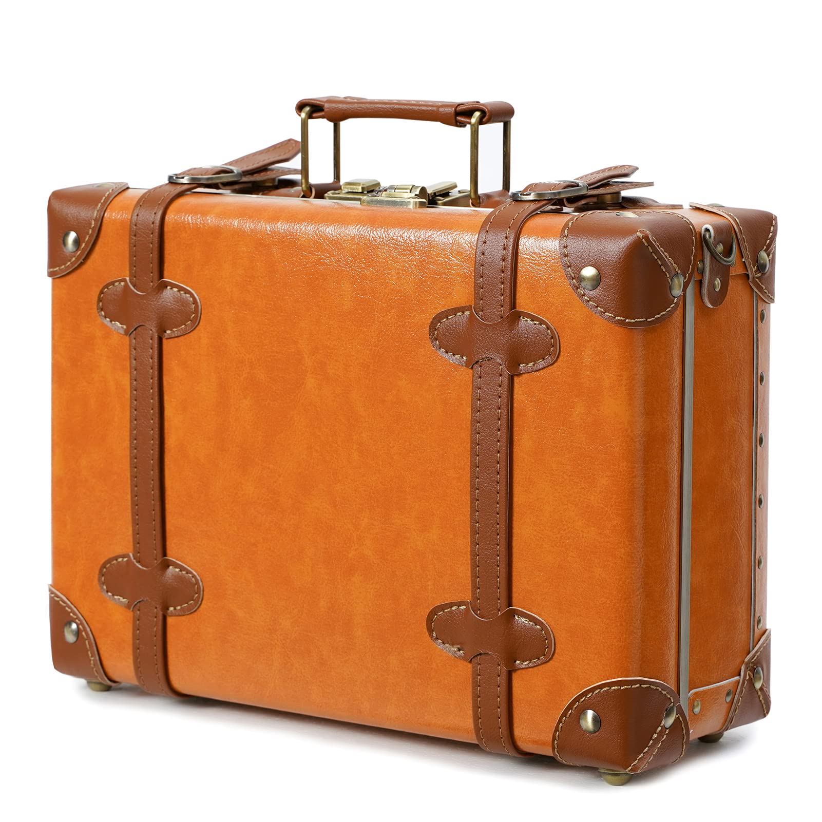 

Vintage Cute Overnight No Mini Leather Suitcase with Shoulder Strap [urecity] & Carry-On Case, Wheels, Trunk, помаранчевий