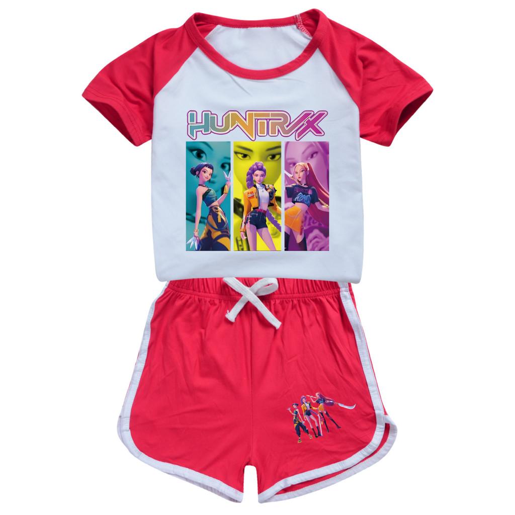 4979 Kids Girls POP Rumi Zoey Mira Print T-shirt Shorts Sport Tracksuit Clothes Set