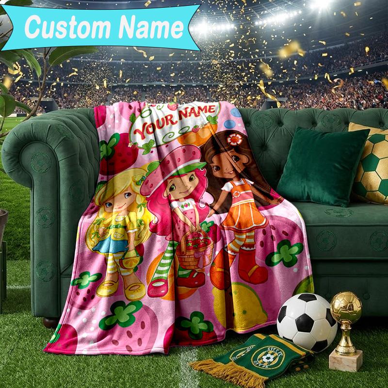Custom Name Blanket Straw-berry Blanket Bedding Blanket for Travel, Camping, Living Rooms, Offices, Sofas, Fan Christmas gift